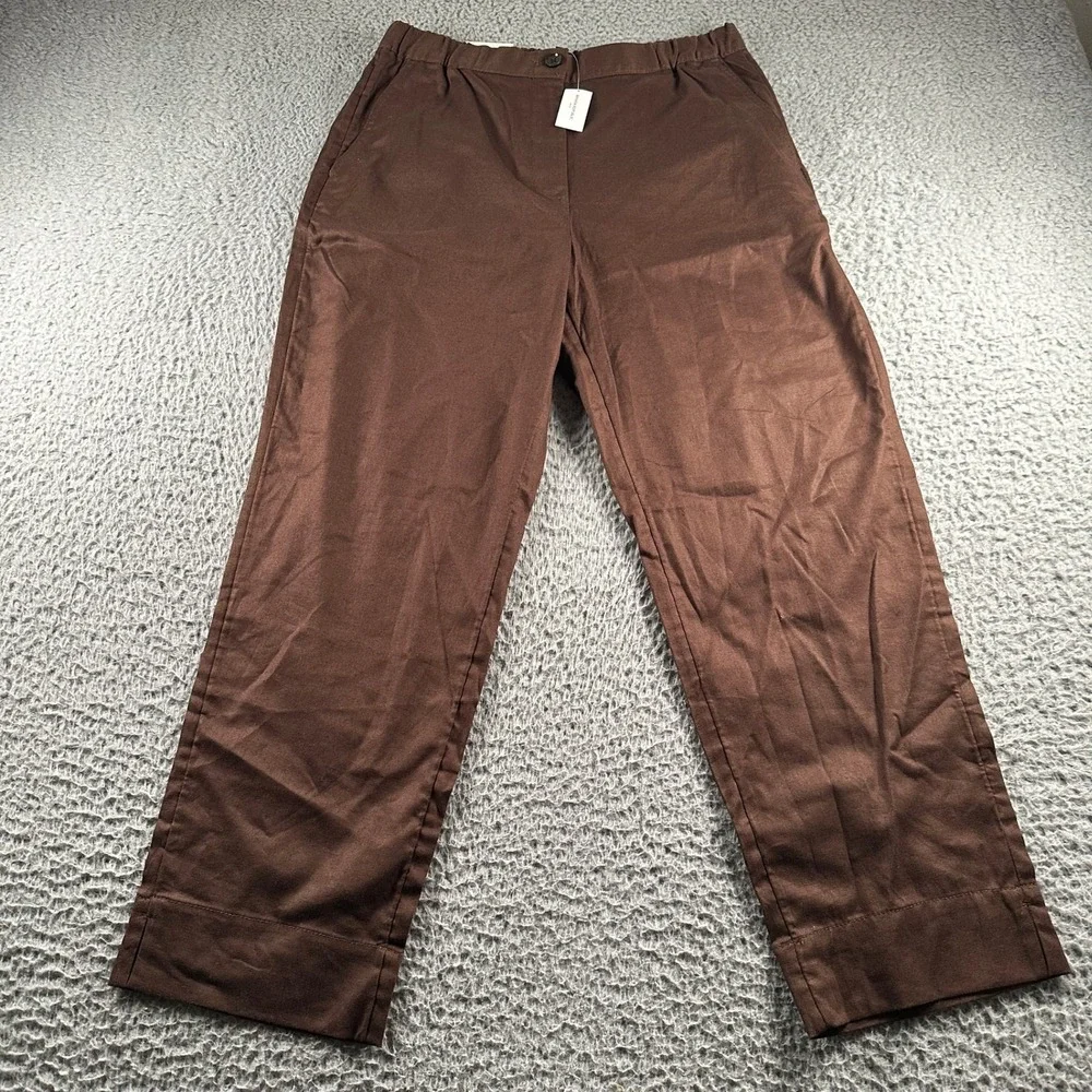 Banana Republic Pants‎ Womens M Tapered High-Rise Linen Blend Ankle Brown Casual